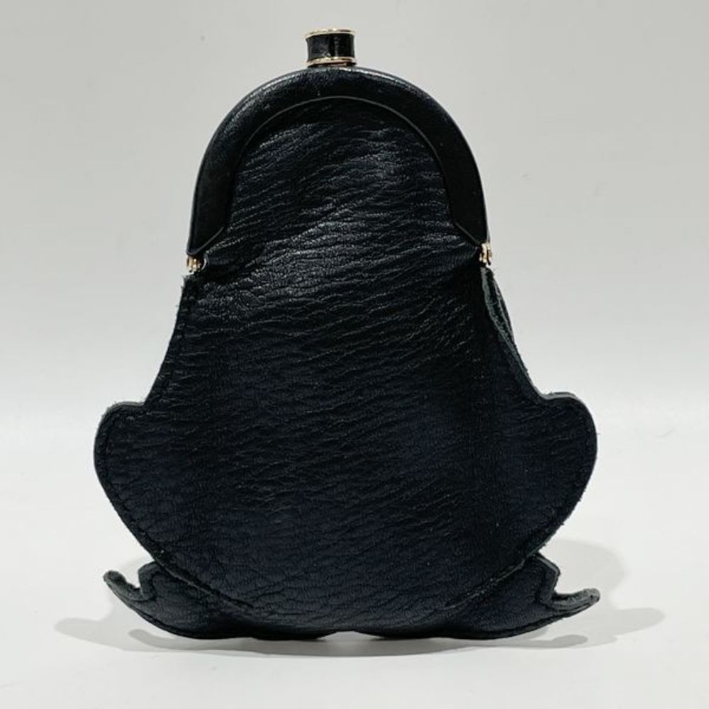 Bottega Veneta Purse Leather Black Coin Frog